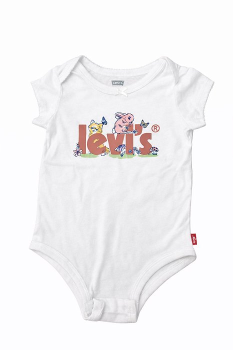 Body Infantil Menina Levis Branco Estampa Coelho