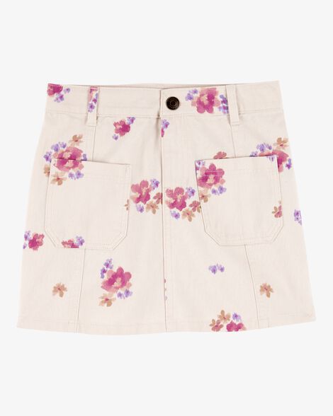 Saia Infantil Menina Oshkosh Jeans Bege Com Flores