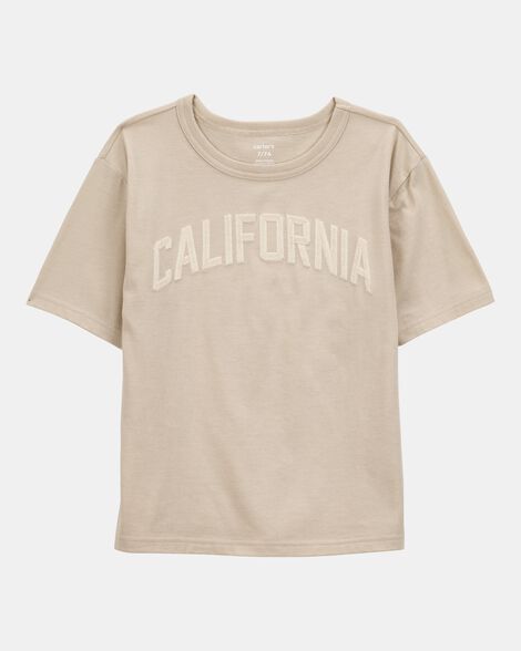Camiseta Infantil Menino Manga Curta Carters Bege Califórnia