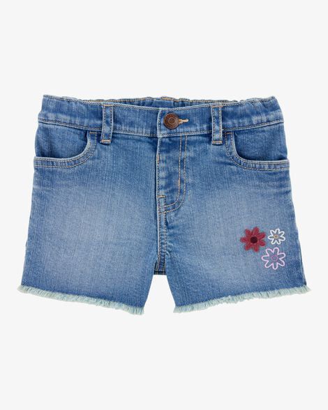 Shorts Infantil Menina Oshkosh Jeans Bordado Flor