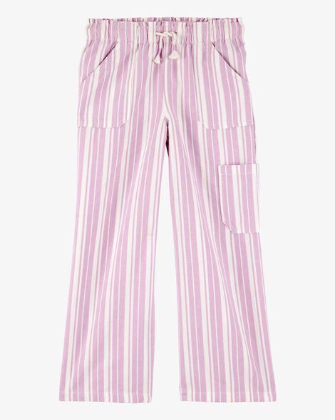 Calça Wide Leg Infantil Menina Oshkosh Lilás Listras