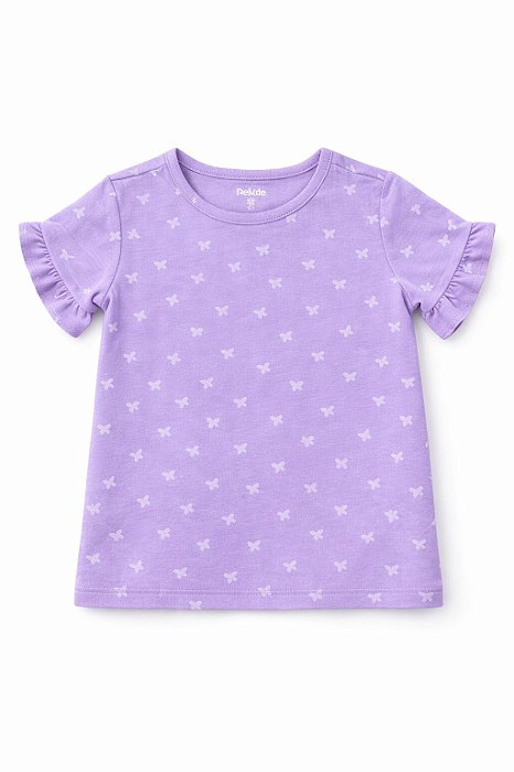 Camiseta Infantil Menina Pekkle Lilás Borboletas