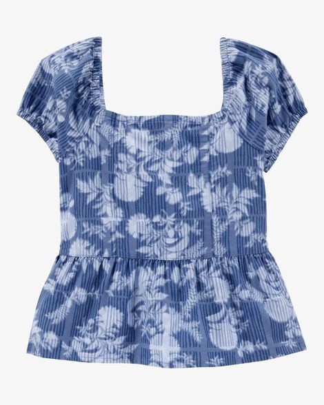 Bata Infantil Menina Oshkosh Azul Floral