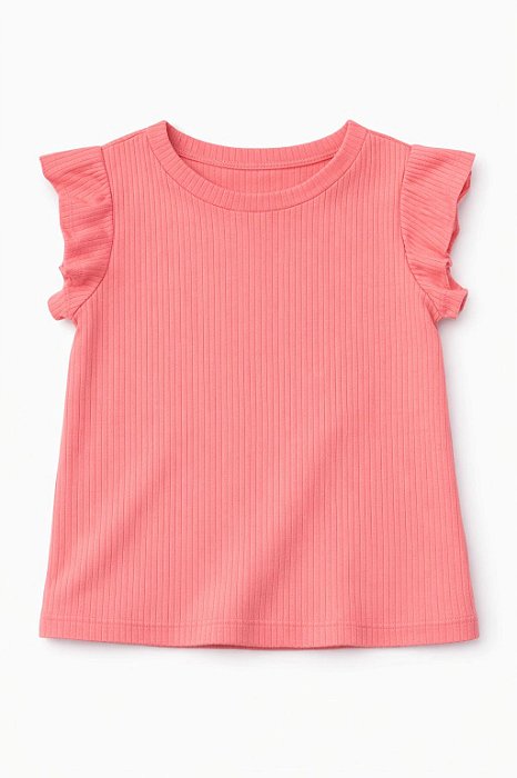 Camiseta Infantil Menina Pekkle Rosê Canelada