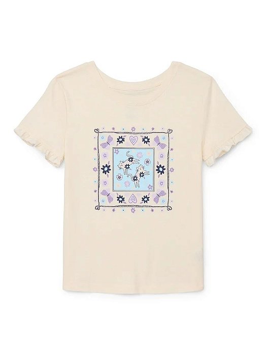 Camiseta Infantil Menina Wonder Nation Off White Gatos