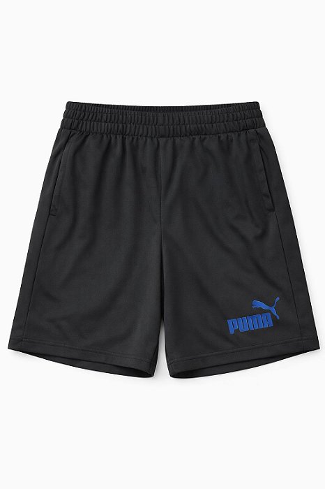 Bermuda Infantil Menino Puma Preta Dry Fit Logo Azul