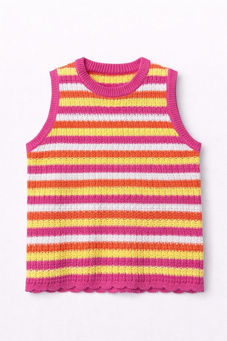 Regata Infantil Menina Jessica Simpson Crochê Listras Coloridas