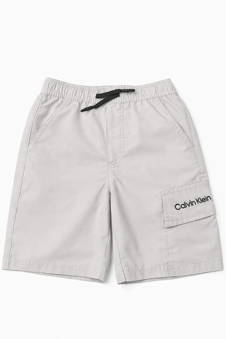 Bermuda Infantil Menino Calvin Klein Cinza Bolso Lateral Nylon