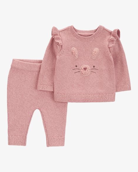 Conjunto Infantil Menina Carters 2 Peças Lã Rosa Coelho