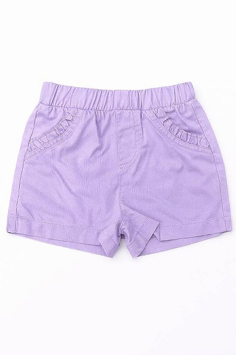 SHORTS INFANTIL MENINA PEKKLE LILÁS DETALHE BOLSO