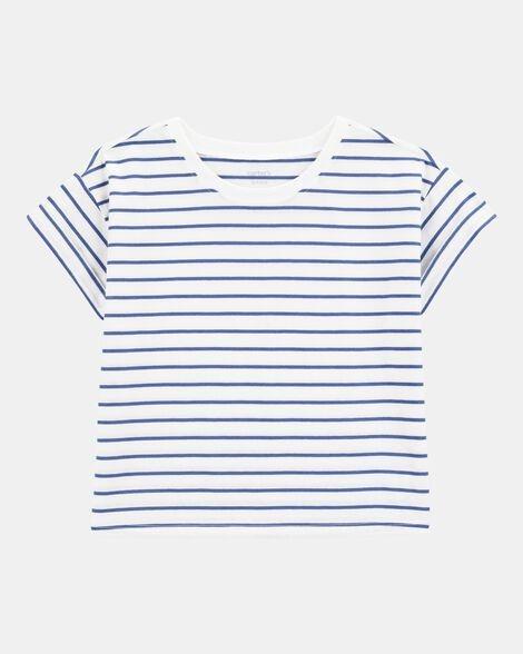 CAMISETA INFANTIL MENINA CARTERS BRANCA LISTRAS