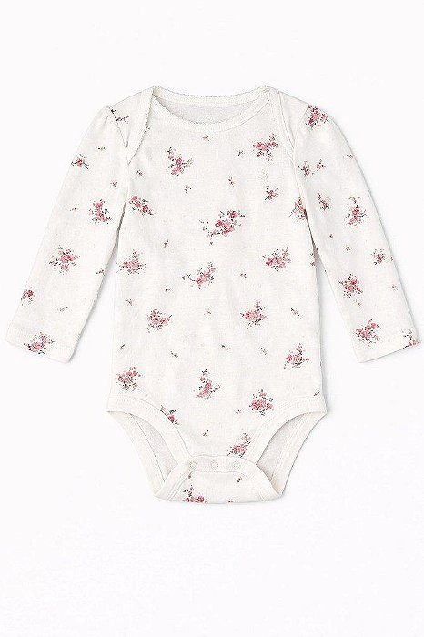 BODY INFANTIL MENINA GAP MANGA LONGA FLORES