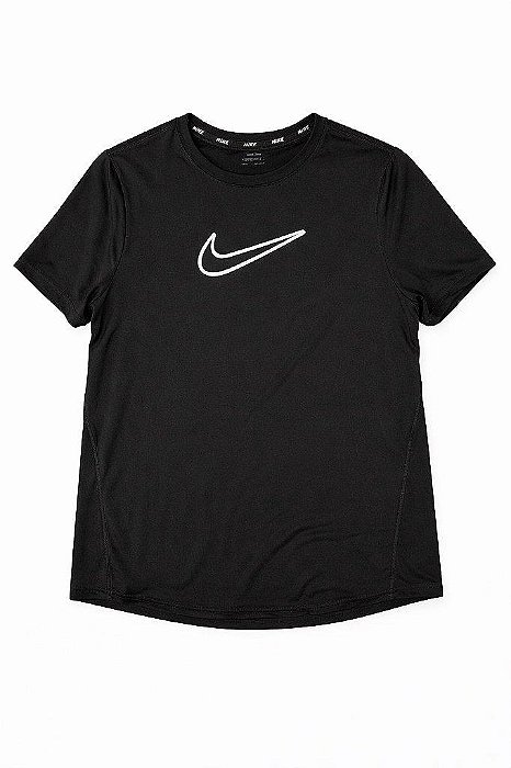 CAMISETA INFANTIL NIKE PRETA LOGO BRANCA DRY FIT