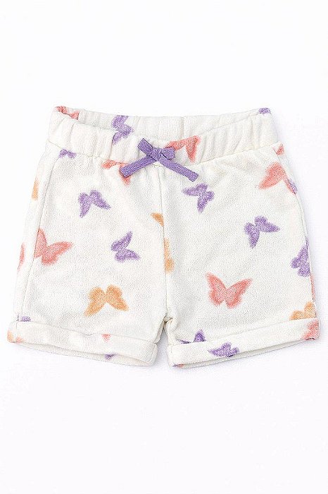 SHORTS INFANTIL MENINA PEKKLE BEGE BORBOLETAS