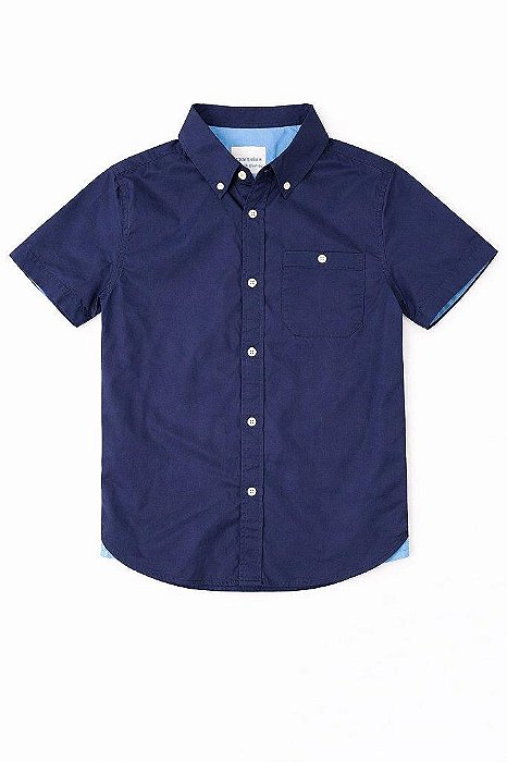 CAMISA INFANTIL MENINO STITCH STONE AZUL MARINHO BOTÕES