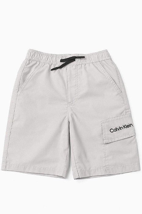 BERMUDA INFANTIL MENINO CALVIN KLEIN CINZA BOLSO LATERAL NYLON