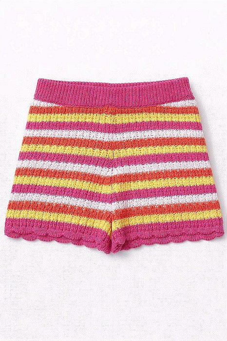 SHORTS INFANTIL MENINA JESSICA SIMPSON CROCHÊ LISTRAS COLORIDAS