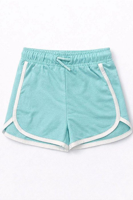 SHORTS INFANTIL MENINA VERDE DETALHE BRANCO