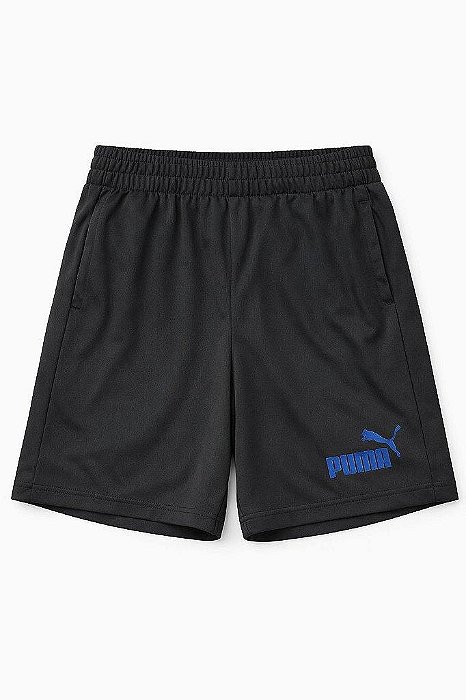BERMUDA INFANTIL MENINO PUMA PRETA DRY FIT LOGO AZUL
