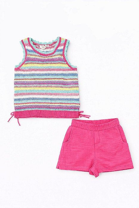 CONJUNTO MENINA JÉSSICA SIMPSON REGATA CROCHÊ COM SHORTS