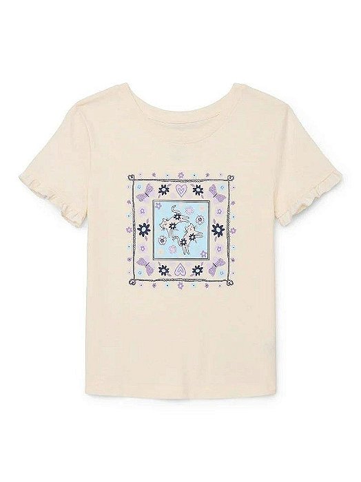 CAMISETA INFANTIL MENINA WONDER NATION OFF WHITE GATOS