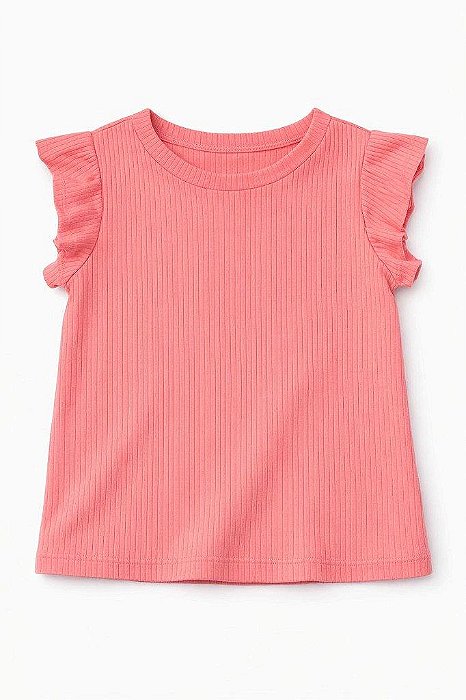 CAMISETA INFANTIL MENINA PEKKLE ROSÊ CANELADA