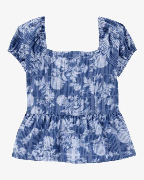 BATA INFANTIL MENINA OSHKOSH AZUL FLORAL