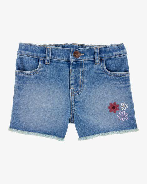 SHORTS INFANTIL MENINA OSHKOSH JEANS BORDADO FLOR