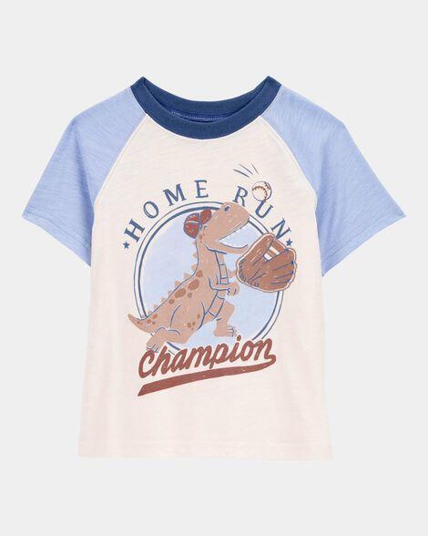 CAMISETA INFANTIL MENINO CARTERS BEGE COM AZUL DINO