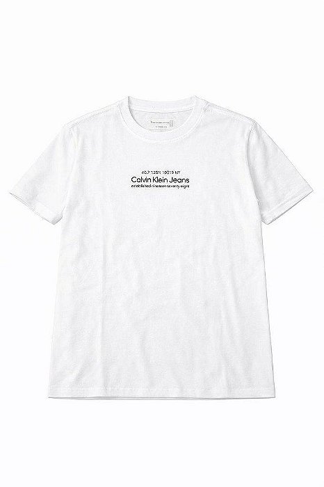 CAMISETA INFANTIL MENINO CALVIN KLEIN ORIGINAL BRANCA LOGO FRONTAL REGISTERED ALGODÃO PREMIUM