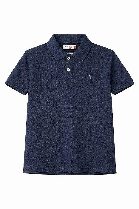 CAMISETA INFANTIL MENINO RESERVA GOLA POLO AZUL MARINHO LOGO BORDADA