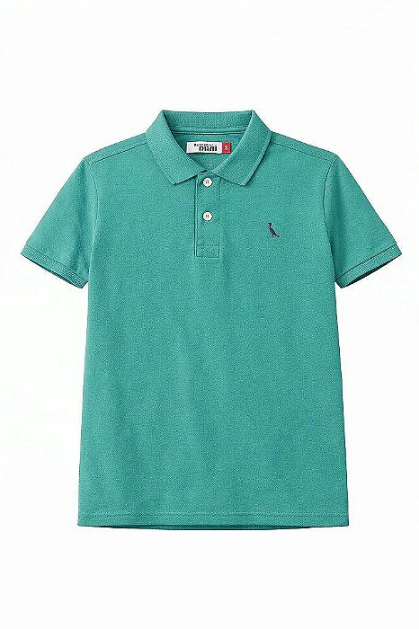CAMISETA INFANTIL MENINO RESERVA GOLA POLO VERDE BORDADO AZUL