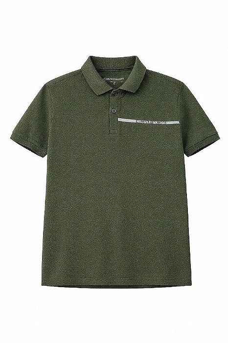 CAMISETA INFANTIL MENINO CALVIN KLEIN GOLA POLO VERDE ESCURO