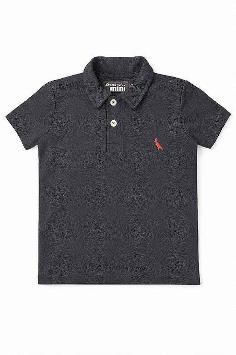 CAMISETA INFANTIL MENINO RESERVA GOLA POLO PRETO BORDADO VERMELHO
