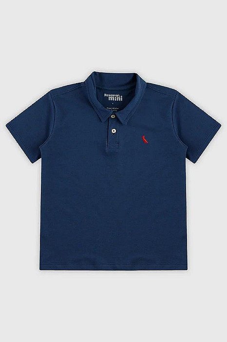 CAMISETA INFANTIL MENINO RESERVA GOLA POLO AZUL MARINHO BORDADO VERMELHO