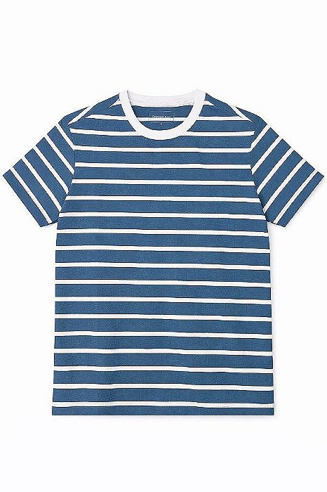 CAMISETA INFANTIL MENINO CALVIN KLEIN AZUL LISTRAS MANGA CURTA
