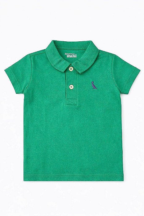 CAMISETA INFANTIL MENINO RESERVA GOLA POLO VERDE BORDADO