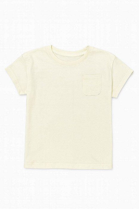 CAMISETA BÁSICA INFANTIL MENINA CARTERS OFF WHITE COM BOLSO