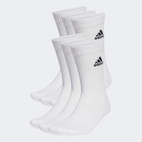 KIT COM 6 PARES DE MEIA ADIDAS BRANCA CANO ALTO