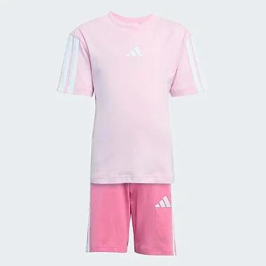 CONJ INFANTIL MENINA ADIDAS 2 PEÇAS CAMISETA ROSA SHORTS PINK