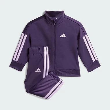 CONJUNTO INFANTIL MENINA ADIDAS JAQUETA E CALÇA ROXO LOGO LILÁS