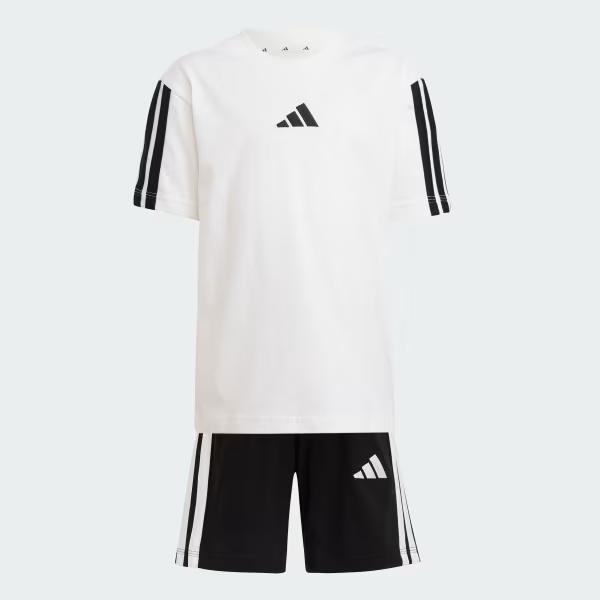 CONJ INFANTIL MENINO ADIDAS 2 PEÇAS CAMISETA BRANCA BERMUDA PRETA