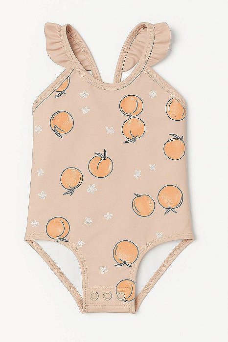 MAIÔ INFANTIL MENINA LITTLE PLANET - PÊSSEGO COM ALÇA - PROTEÇÃO SOLAR