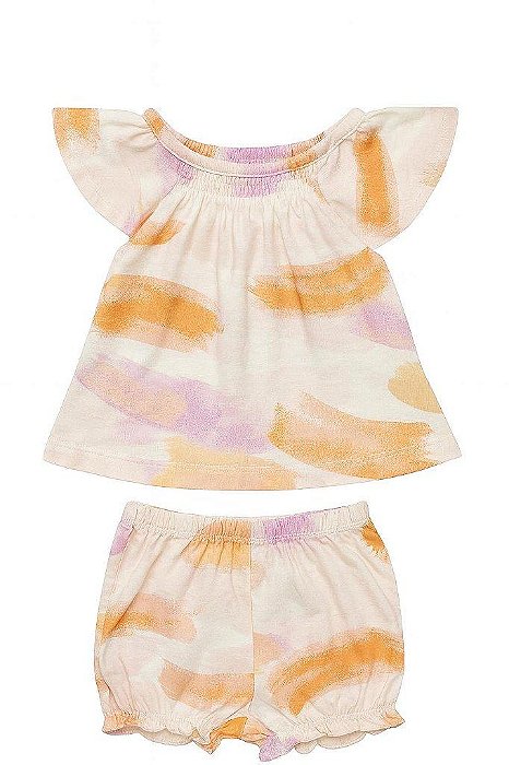 CONJUNTO INFANTIL MENINA CARTERS 2 PEÇAS REGATA E SHORTS LARANJA