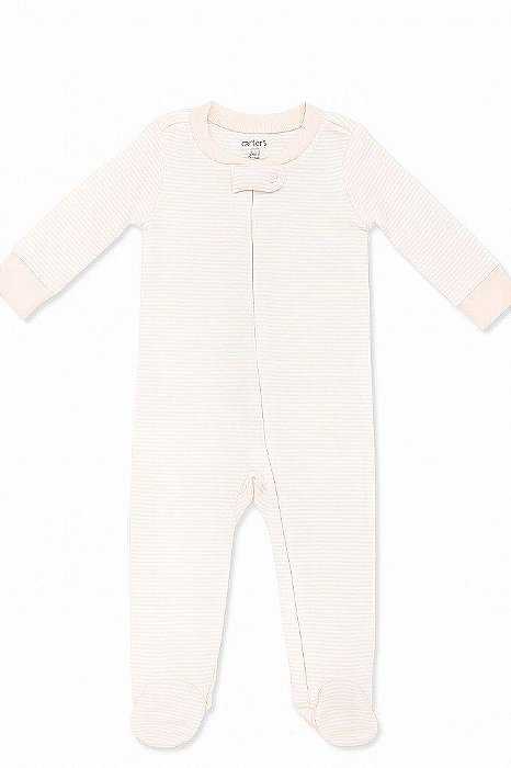 MACACÃO INFANTIL MENINA CARTERS ALGODÃO ROSA LISTRAS