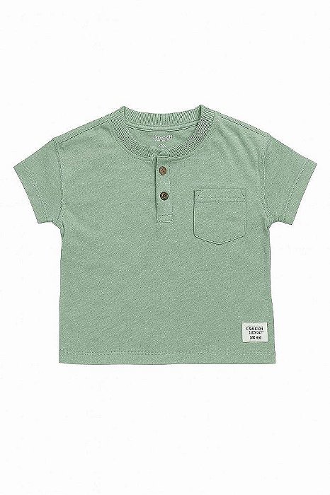 CAMISETA INFANTIL MENINO OSHKOSH VERDE BOLSO COM BOTÕES