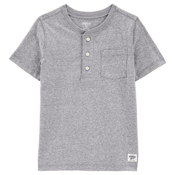 CAMISETA INFANTIL MENINO OSHKOSH MANGA CURTA CINZA BOLSO