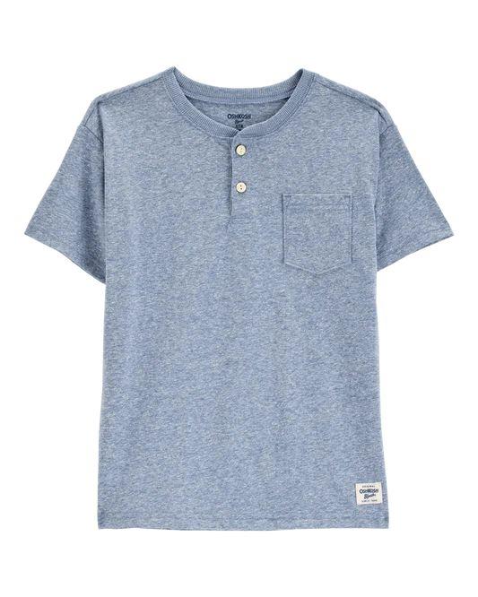 CAMISETA INFANTIL MENINO OSHKOSH MANGA CURTA AZUL BOLSO