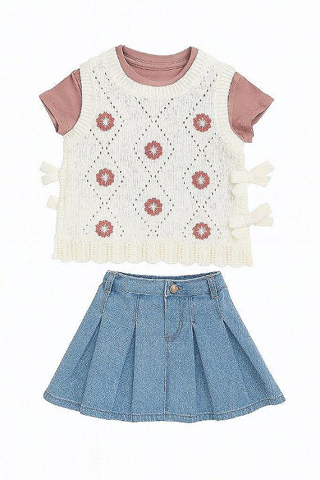 CONJUNTO MENINA CYNTHIA ROWLEY COLETE TRICOT SAIA JEANS