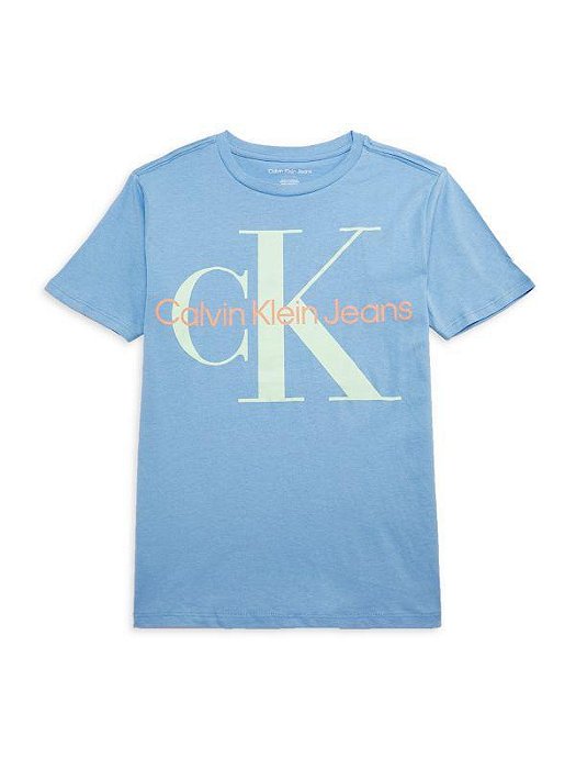CAMISETA INFANTIL MENINO CALVIN KLEIN MANGA CURTA AZUL